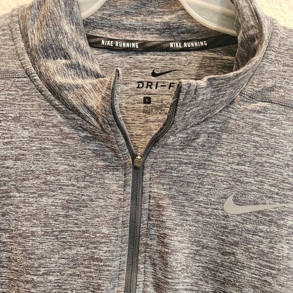 Nike Classic grey quarter zip running dri fit Long sleeve thumb holes Gym L - Picture 5 of 6
